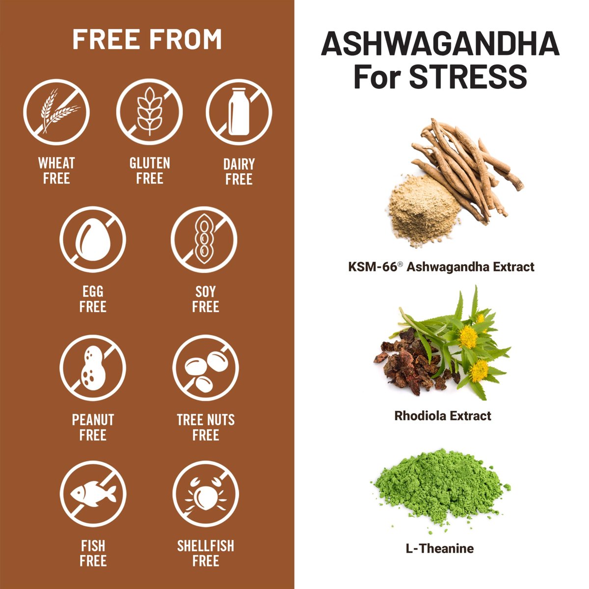 NatureWise Ashwagandha gegen Stress - Mit KSM-66 Extrakt, GABA, L-Theanin, Rhodiola Rosea - Pflanzliche Stimmungs- & Schlafunterstützung - Vegan, Nicht-GVO, Glutenfrei - 60 Kapseln [1-Monatsvorrat]