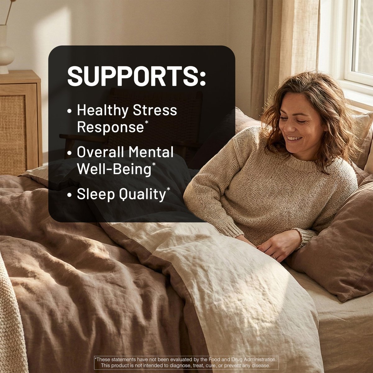 NatureWise Ashwagandha gegen Stress - Mit KSM-66 Extrakt, GABA, L-Theanin, Rhodiola Rosea - Pflanzliche Stimmungs- & Schlafunterstützung - Vegan, Nicht-GVO, Glutenfrei - 60 Kapseln [1-Monatsvorrat]