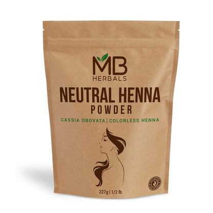 MB Herbals Neutral / Farbloses Henna-Pulver – 227g (½ lb) | Senna-Pulver | Cassia Obovata | Natürlicher Haarpflegebalsam – Färbt nicht, pflegt nur
