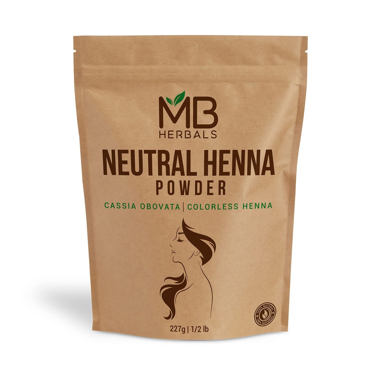 MB Herbals Neutral / Farbloses Henna-Pulver – 227g (½ lb) | Senna-Pulver | Cassia Obovata | Natürlicher Haarpflegebalsam – Färbt nicht, pflegt nur