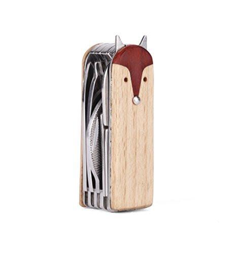 Kikkerland Fuchs Maniküre-Multitool-Set, 5-in-1, Edelstahl, professionelles Nagelpflegeset für Zuhause, Reisen und Büro