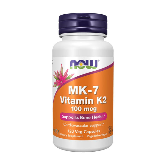 NOW Foods MK-7 Vitamin K-2 100 mcg – Unterstützung für Herz-Kreislauf- und Knochengesundheit, 120 vegane Kapseln