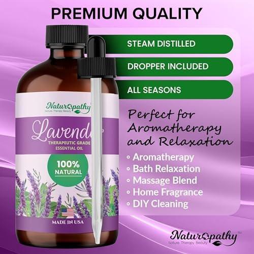 Naturopathy Lavendelöl, 100% natürliches therapeutisches Premium-Lavendelöl, 118 ml – Ideal für Aromatherapie und Entspannung