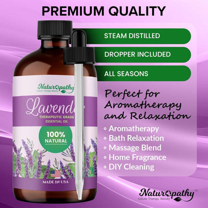 Naturopathy Lavendelöl, 100% natürliches therapeutisches Premium-Lavendelöl, 118 ml – Ideal für Aromatherapie und Entspannung