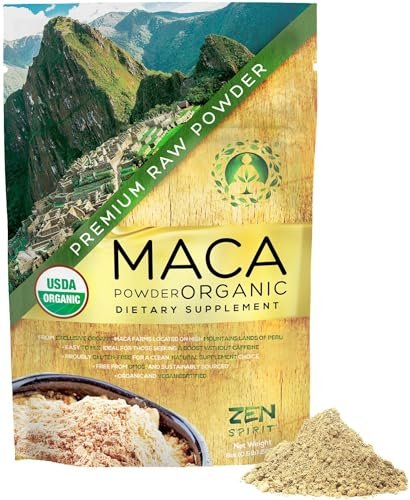 Zen Spirit Bio Maca-Pulver - Peruanische Wurzel, Premium-Qualität, Rohkost - USDA & Vegan zertifiziert - 1 Beutel (227g) - Perfekt für Frühstück, Smoothies, Backen & Eiscreme