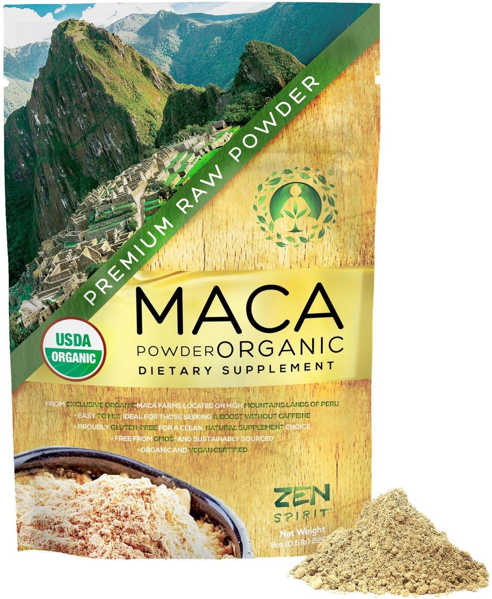 Zen Spirit Bio Maca-Pulver - Peruanische Wurzel, Premium-Qualität, Rohkost - USDA & Vegan zertifiziert - 1 Beutel (227g) - Perfekt für Frühstück, Smoothies, Backen & Eiscreme