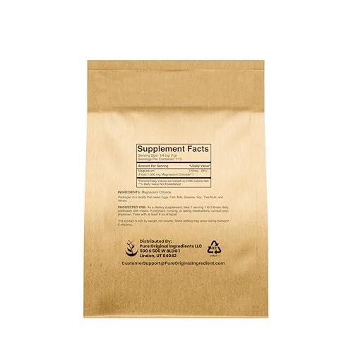 Pure Original Ingredients Magnesiumchlorid (113g) – Orales Ergänzungsmittel, Kristallpulver, Lebensmittelqualität
