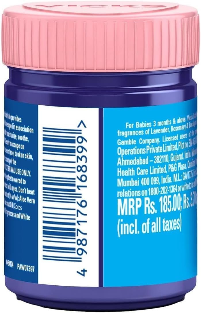 Vicks BabyRub – Beruhigende Salbe für Babys (50 ml) + V4l Servietten 125 Blatt kostenlos
