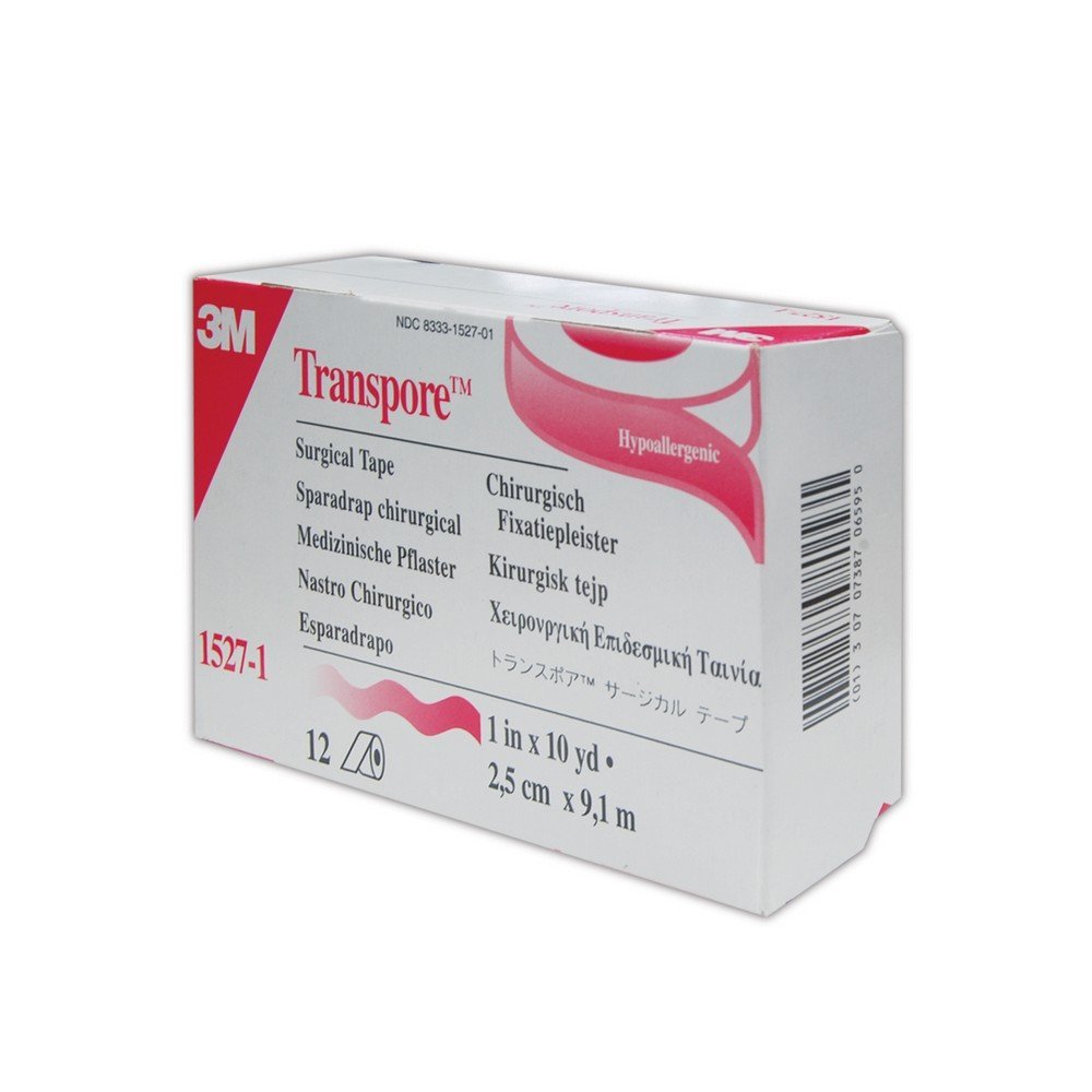 3M Transpore Chirurgisches Klebeband, 1" x 10 yd., Transparent (12er-Pack)
