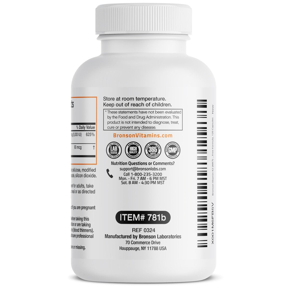 Bronson Vitamin K2 (MK7) mit D3 – 5000 IE Vitamin D3 & 90 mcg K2 MK-7 – 120 Kapseln, Non-GMO, leicht zu schlucken
