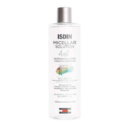 ISDIN Micellar 4-in-1 Gesichtswasser – Feuchtigkeitsspendender Reiniger, Toner und Make-up-Entferner für empfindliche Haut, 400 ml