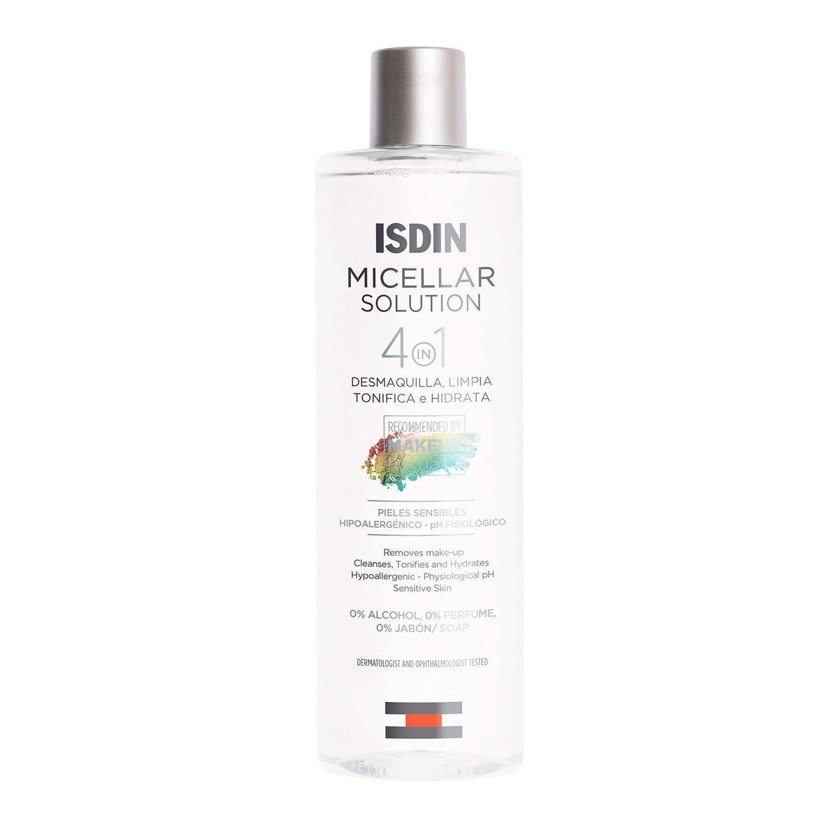 ISDIN Micellar 4-in-1 Gesichtswasser – Feuchtigkeitsspendender Reiniger, Toner und Make-up-Entferner für empfindliche Haut, 400 ml