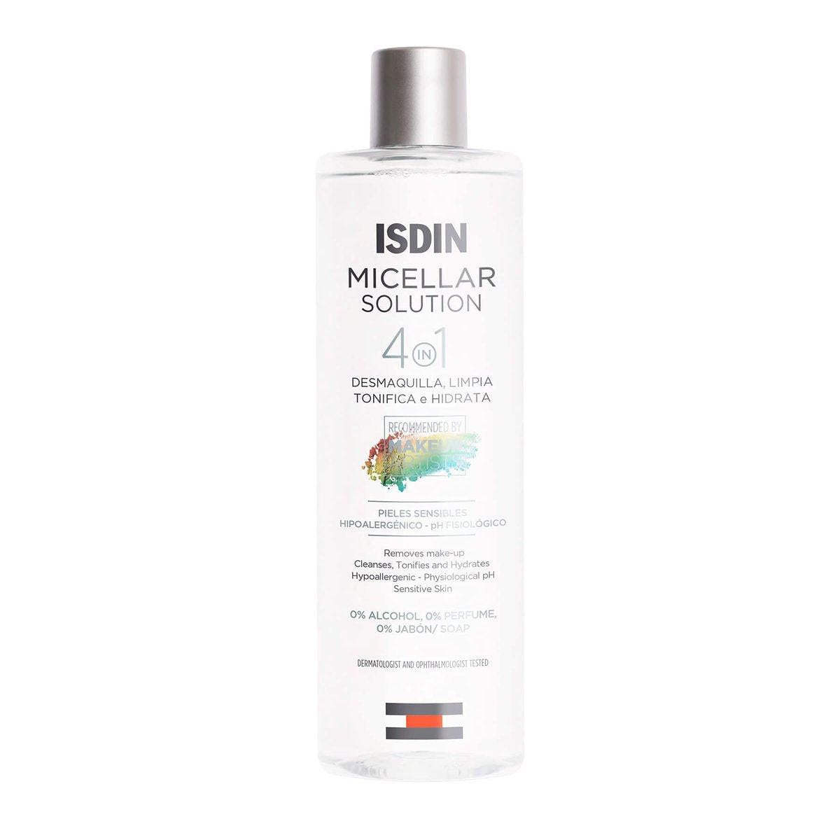 ISDIN Micellar 4-in-1 Gesichtswasser – Feuchtigkeitsspendender Reiniger, Toner und Make-up-Entferner für empfindliche Haut, 400 ml