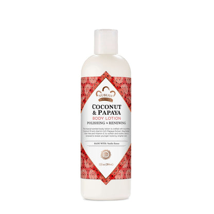 Nubian Heritage Körperlotion Kokosnuss & Papaya für trockene Haut, parabenfrei, 384 ml