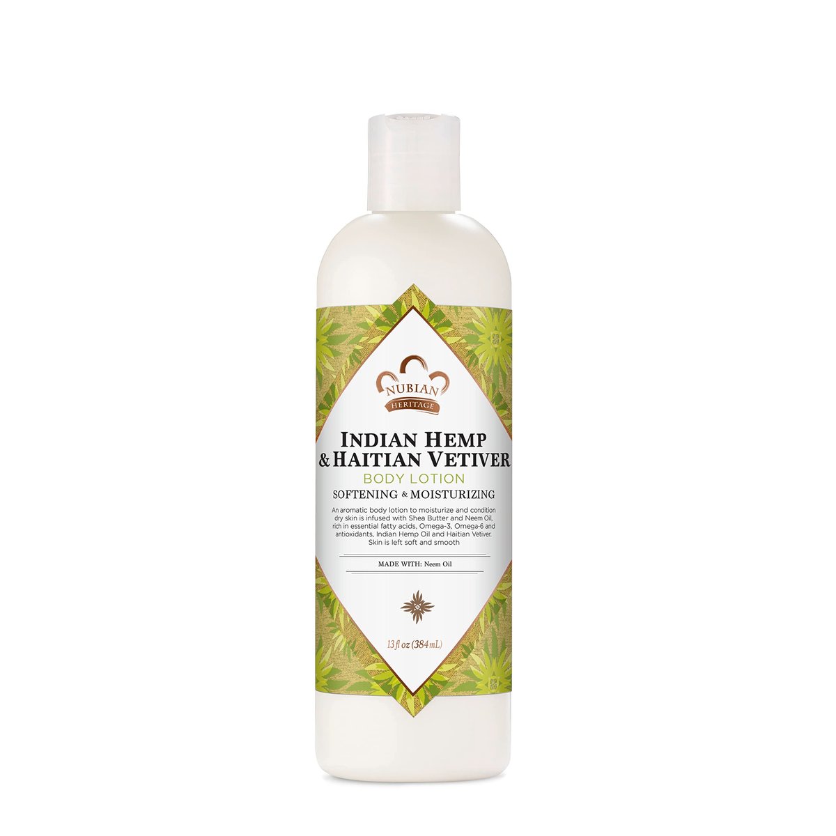 Nubian Heritage Körperlotion Indian Hanf & Haitianisches Vetiver für alle Hauttypen mit Fair Trade Sheabutter, 384 ml