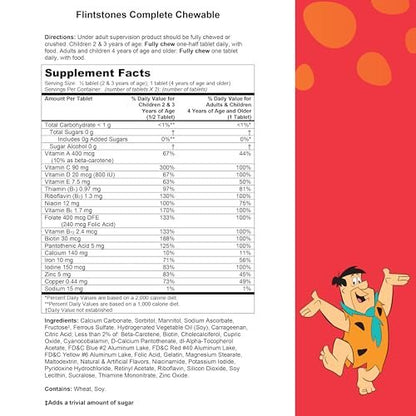 Flintstones Vitamins Complete Gummis – Kindervitamine für Kleinkinder und Kinder, Multivitamin-Gummis mit Vitamin A, B6, B12, C, E & Zink, 180 Stück