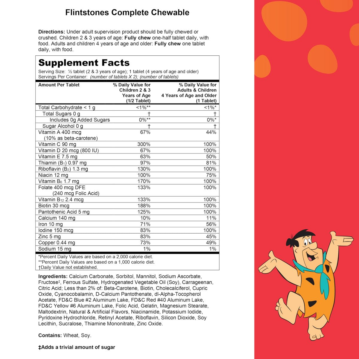 Flintstones Vitamins Kautabletten für Kinder – Komplettes Multivitamin mit Eisen, Kalzium, Vitamin C, Vitamin D & mehr, 180 Stück (1er-Pack)