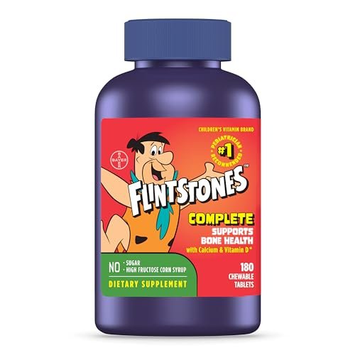 Flintstones Vitamins Kautabletten für Kinder – Komplettes Multivitamin mit Eisen, Kalzium, Vitamin C, Vitamin D & mehr, 180 Stück (1er-Pack)