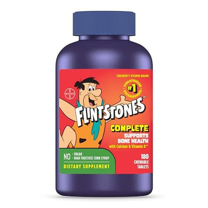 Flintstones Vitamins Kautabletten für Kinder – Komplettes Multivitamin mit Eisen, Kalzium, Vitamin C, Vitamin D & mehr, 180 Stück (1er-Pack)