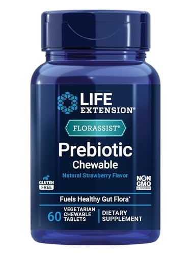 Life Extension FLORASSIST® Präbiotikum Kautablette (Erdbeere) – 1000 mg Xylooligosaccharide, Nahrungsergänzungsmittel für die Darmflora, glutenfrei, nicht-GVO, vegetarisch, 60 Kautabletten