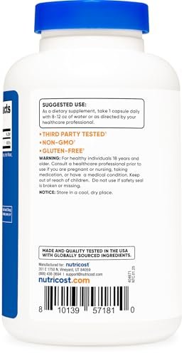 Nutricost Zinkgluconat 240 Kapseln (50 mg) – Glutenfrei und Nicht-GVO
