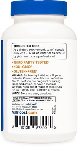 Nutricost Zinkpicolinat 50 mg, 240 vegetarische Kapseln – Glutenfrei und Nicht-GVO