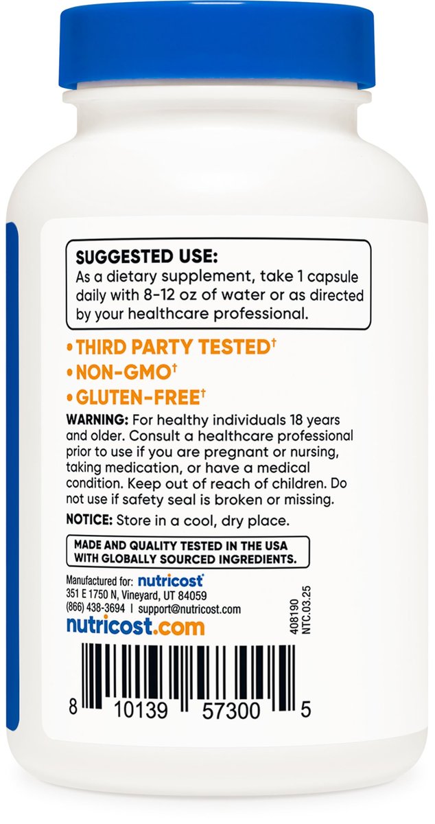 Nutricost Zinkpicolinat 50 mg, 240 vegetarische Kapseln – Glutenfrei und Nicht-GVO
