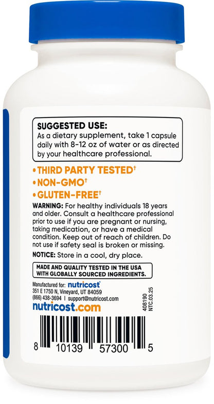 Nutricost Zinkpicolinat 50 mg, 240 vegetarische Kapseln – Glutenfrei und Nicht-GVO