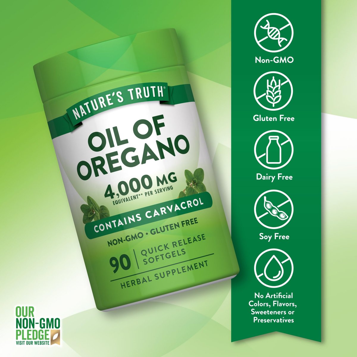 Nature's Truth Oreganoöl Softgels | 90 Kapseln | Mit Carvacrol | Nahrungsergänzungsmittel, Nicht-GVO & Glutenfrei