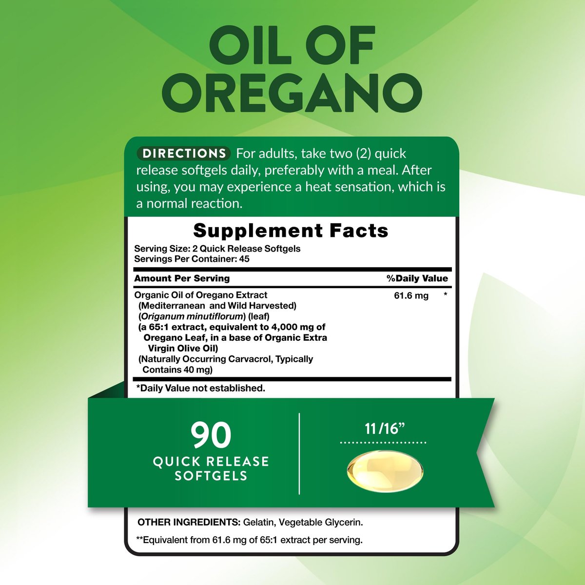 Nature's Truth Oreganoöl Softgels | 90 Kapseln | Mit Carvacrol | Nahrungsergänzungsmittel, Nicht-GVO & Glutenfrei