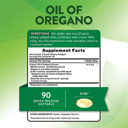Nature's Truth Oreganoöl Softgels | 90 Kapseln | Mit Carvacrol | Nahrungsergänzungsmittel, Nicht-GVO & Glutenfrei