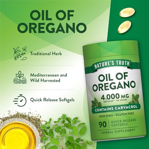 Nature's Truth Oreganoöl Softgels | 90 Kapseln | Mit Carvacrol | Nahrungsergänzungsmittel, Nicht-GVO & Glutenfrei