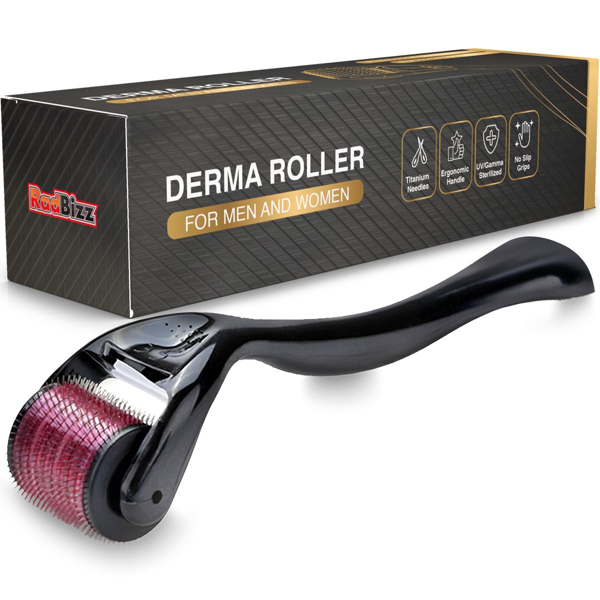 RadBizz Derma Roller 0,25 mm mit Aufbewahrungsbox – Titan-Nadeln für Hautpflege