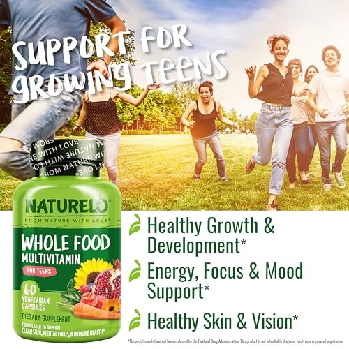 NATURELO Multivitamin für Jugendliche – 60 Kapseln – Ganzheitliches Nahrungsergänzungsmittel mit Mineralien – Vegan & Non-GMO