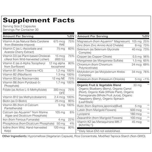 NATURELO Multivitamin für Jugendliche – 60 Kapseln – Ganzheitliches Nahrungsergänzungsmittel mit Mineralien – Vegan & Non-GMO
