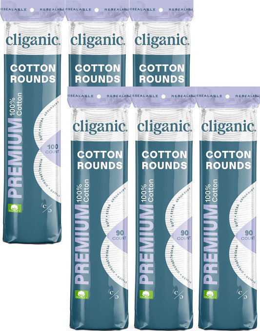 Cliganic Premium 100% Baumwoll-Abschminkpads 540 Stück (6er-Pack)