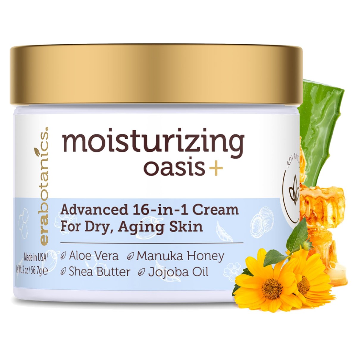 Era Organics Advanced Face Moisturizer für trockene Haut – Nährende 16-in-1 Nachtcreme – Extra feuchtigkeitsspendend für Frauen und Männer