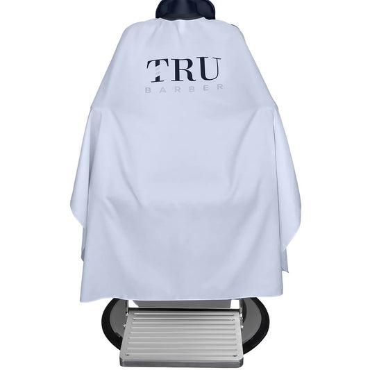 TRU BARBER Friseur-Schneideumhang – Leicht und wasserdicht, professioneller Salonumhang mit Druckknopfverschluss, Barbershop-Umhang, 50 x 58 Zoll (Weiß)