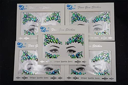 Halloween grüne Gesichtsjuwelen – Festival Face Tattoo Rave Accessoires, Strasssteine für Augen, Stirn & Körper, DIY EDM Outfits für Frauen (Smaragd/SR14)