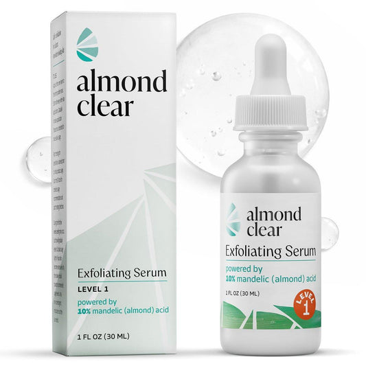 Almond Clear Face & Body Clearing Serum Level 1 – Mandelsäure-Serum gegen Akne, Follikulitis, eingewachsene Haare, Altersflecken und dunkle Flecken für Gesicht, Brust, Po, Rücken, Oberschenkel, Arme – 30 ml
