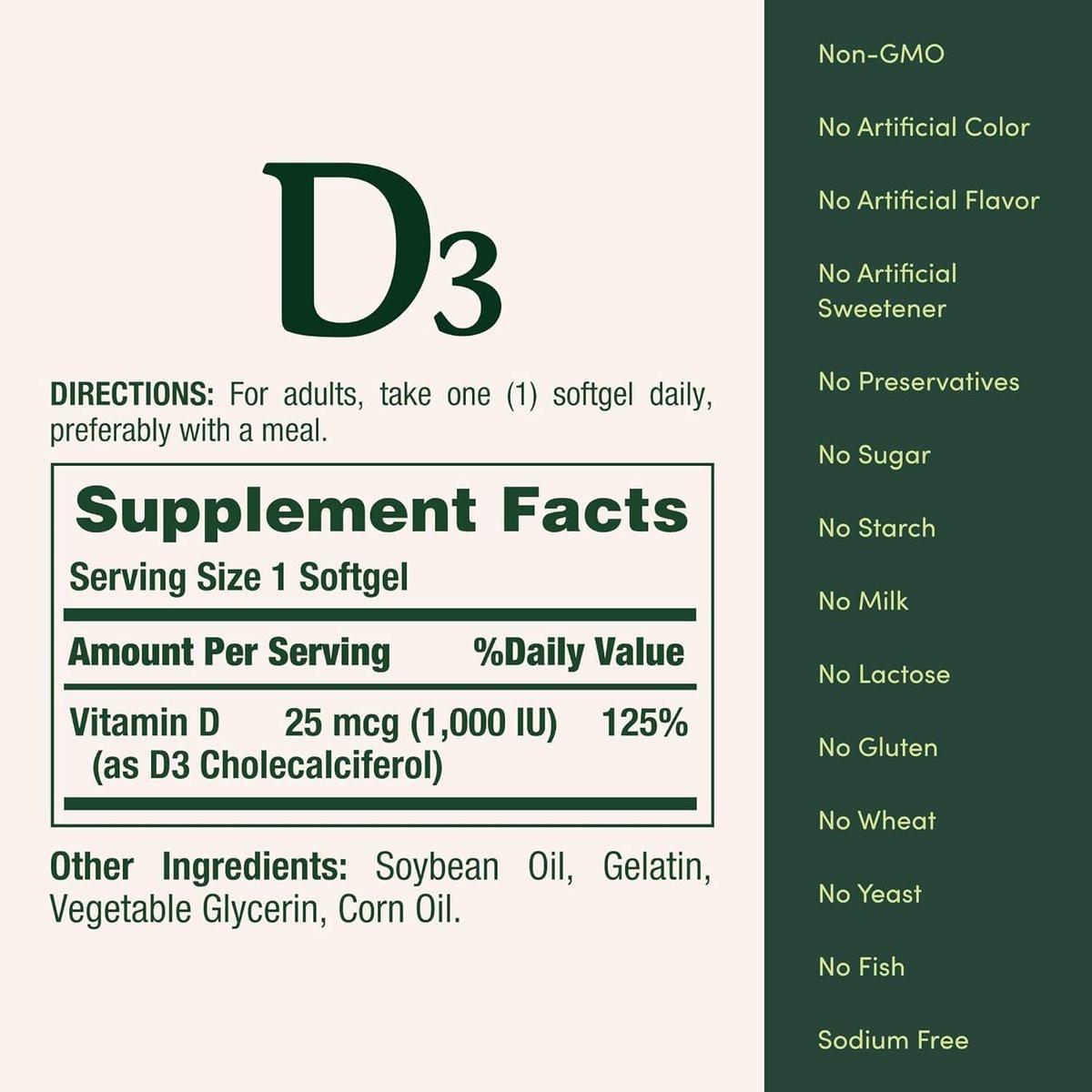 Nature's Bounty Vitamin D3 1000 IE Weichkapseln, 120 Stück