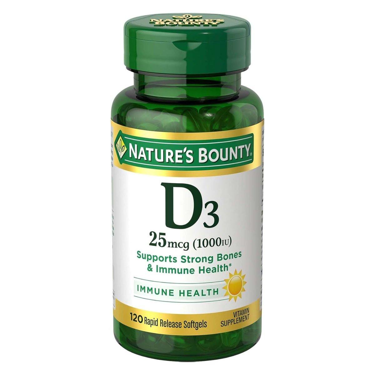 Nature's Bounty Vitamin D3 1000 IE Weichkapseln, 120 Stück