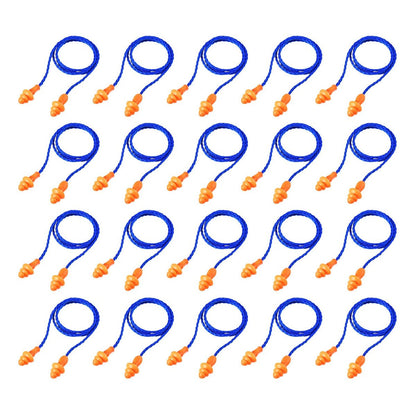 Wiederverwendbare Silikon-Ohrstöpsel mit Schnur, 20 Paar, blau-orange, Gehörschutz für Schlaf, Lärmminderung
