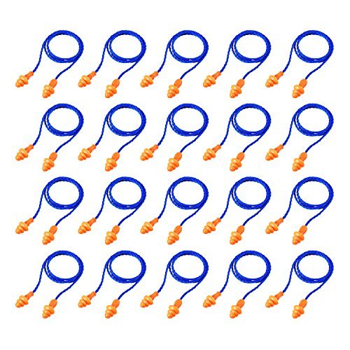 Wiederverwendbare Silikon-Ohrstöpsel mit Schnur, 20 Paar, blau-orange, Gehörschutz für Schlaf, Lärmminderung