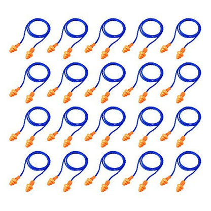 Wiederverwendbare Silikon-Ohrstöpsel mit Schnur, 20 Paar, blau-orange, Gehörschutz für Schlaf, Lärmminderung