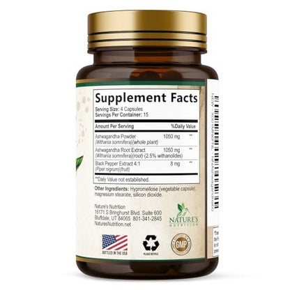 Ashwagandha Kapseln – Hochwertiges Ashwagandha für Frauen & Männer, natürliche Antioxidantien, Extra Stärke mit schwarzem Pfeffer, vegan – 60 Kapseln