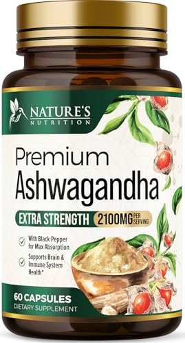 Ashwagandha Kapseln – Hochwertiges Ashwagandha für Frauen & Männer, natürliche Antioxidantien, Extra Stärke mit schwarzem Pfeffer, vegan – 60 Kapseln