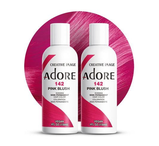 Adore Semi-Permanente Haarfarbe (142 Pink Blush) (2er-Pack) | Vegane & tierversuchsfreie pinke Haarfarbe | Ohne Ammoniak, Peroxid und Alkohol | 118 ml