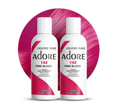 Adore Semi-Permanente Haarfarbe (142 Pink Blush) (2er-Pack) | Vegane & tierversuchsfreie pinke Haarfarbe | Ohne Ammoniak, Peroxid und Alkohol | 118 ml