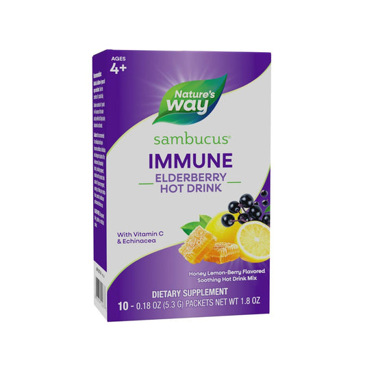 Nature's Way Sambucus Holunder Heißgetränk mit Vitamin C und Echinacea, Immununterstützung*, Honig-Zitrone-Beere-Geschmack, 10 Portionsbeutel (Verpackung kann variieren)